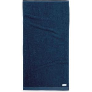 TOM TAILOR handdoek, set van 2, 50 x 100 cm, 100% katoen/badstof, met hanger en label met logo, kleur Bath Towel blauw (Dark Navy)