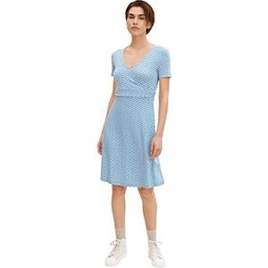 TOM TAILOR Dames Jurk in wikkellook 1032059, 29526 - Blue Minimal Design, 40