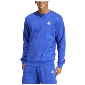 adidas Heren Seasonal Essentials Monogram Graphic Crew Fleece Sweatshirt, semi lucid blue, S