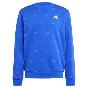 adidas Heren Seasonal Essentials Monogram Graphic Crew Fleece Sweatshirt, semi lucid blue, S