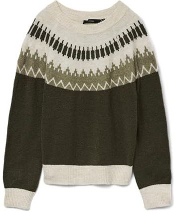VERO MODA Trui 'VMSIMONE'  crème / olijfgroen / donkergroen