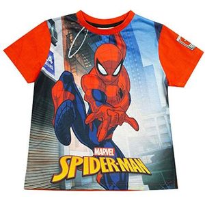 Marvel Comics Spiderman Schwingen durch die Stadt T-shirt, Meisjes, 98-164, Rot, Officiële Koopwaar