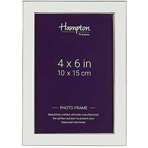 Hampton Frames ANNABEL Zilveren Plaat Fotolijst met Wit Emaille Inlay 4x6 (10x15cm) - ANN46WH