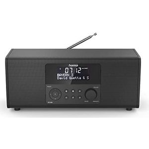 Hama Digitale radio DR1400 (DAB/DAB+/FM, radiowekker met 2 alarmtijden/snooze/timer, 4 stationknoppen, stereo, verlicht display, compacte digitale radio) zwart