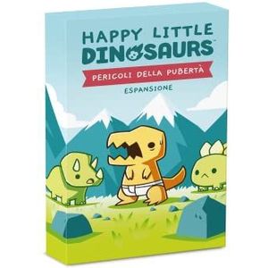 Asmodee - Happy Little Dinosaurs: gevaren van de puberteit - uitbreiding bordspel, 2-4 spelers, 8+ jaar, Italiaanse editie