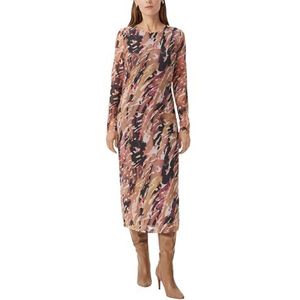 COMMA - Jurk - Cappuccino - 7/8 Lengte - Lange Mouw - Normale Pasvorm