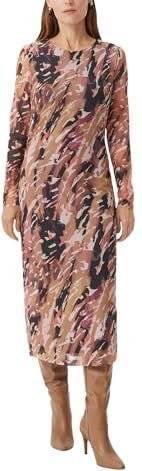 COMMA - Jurk - Cappuccino - 7/8 Lengte - Lange Mouw - Normale Pasvorm