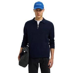 SELECTED MEN Slhteller Fn Relaxed Half Zip Polo Noos, sky captain, M