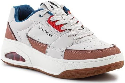 Skechers UNO Court Sneakers voor heren, natuurlijk leer/Duraleather/Mesh/Multi, 40 EU, Natuurlijk leer Duraleather Mesh Multi, 41 EU