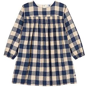 Petit Bateau Jurk met lange mouwen voor meisjes, Blauw (Incognito Blue) / Avalanche Wit, 3 jaar
