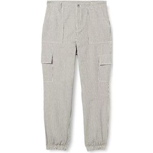 KAFFE Dames Cargo Pants Striped Casual Fit Regular Waistband Elastische Manchetten voor dames, zwart/witte streep, 36