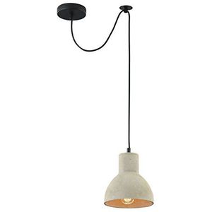 Designer beton hanglamp Broni Loft, overschilderbare kap in grijze kleur, zwarte kabel, in hoogte verstelbaar, 1 lamp, excl. E27 60W, 220-240V voor keuken, slaapkamer