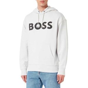 BOSS Heren WebasicHood Hoodie van katoen-terry met rubberen logo-print, Licht/Pastel Grey57, M