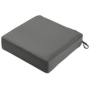 Classic Accessories Montlake Water-Resistant 21 x 21 x 5 Inch Square Outdoor Seat Cushion, Patio Furniture Chair Cushion, Light Charcoal Grey, Patio Furniture Cushion Covers