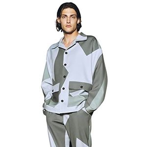 Trendyol Heren Overhemd kraag geometrisch patroon normale jas jas, multi-kleur, XL, Meerkleurig, XL