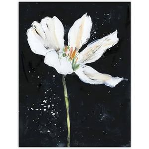 Artery8 Abstract White Lily Flower Black Floral Painting Living Room Large Wall Art Poster Print Thick Paper 18X24 Inch