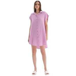 Dagi Purple Fashion Knitted Short Sleeve Shirt Collar Shirt, Paars, 40, lila, 40