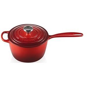 Le Creuset Signature 211811806 Steelpan met lekvrije schenkrand en geventileerd deksel, geëmailleerd gietijzer, voor alle kookplaten, 18 cm, 1,8 liter, kersenkleur