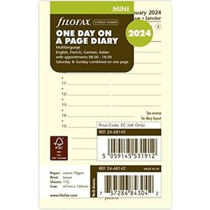 Filofax Mini dag per pagina katoen crème 4 taal 2024 dagboek