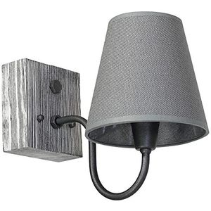 Homemania HOMAX_4558 wandlamp, kran-applicatie, grijs van metaal, hout, stof, 15 x 27,5 x 22 cm