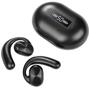 Open-Ear Bluetooth oordopjes, niet in ear, True Wireless Non-Bone Conduction met Earhook and Charging Case Built-in Mic, Air Conduction Bluetooth Headphones, Bone Earbuds (zwart)