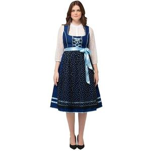 Ulla Popken Dirndl, hart, ritssluiting, geruite halslijn, mouwloze damesjurk, Zwart Blauw, 60 NL