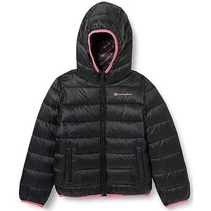 Champion Legacy Outdoor K-Light WR Hooded Gevulde jas voor kinderen en jongeren, Zwart/Roze, 15-16 anni