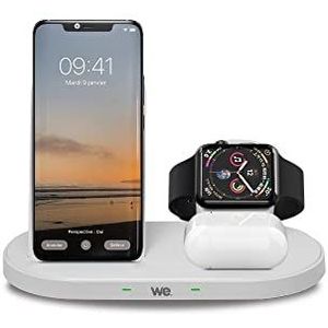 WE Apple 3-in-1 inductie-dock voor iPhone/AirPods/Apple Watch – wit