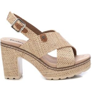 REFRESH Dames Sneakers - Taupe - Raffia-Imiterend Materiaal - Comfortabele Zool