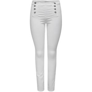 ONLY Onldaisy Hw Button DNM Skinny-jeans voor dames, wit, 28W x 30L