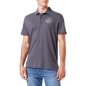 TOM TAILOR Uomini Poloshirt met strepen 1033409, 10899 - Tarmac Grey, XXS
