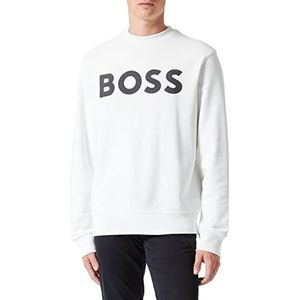 BOSS WeBasicCrew Relaxed-Fit sweatshirt van katoen-terry met rubberen logo-print, Natural106, L