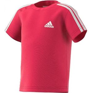 adidas Ib 3s T-shirt voor jongens, roze/wit, 3-6 maanden