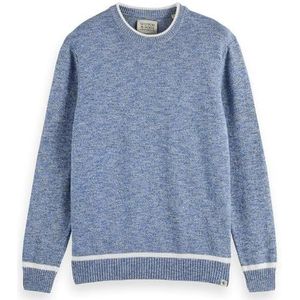 Scotch & Soda Heren Regular Crew Neck Cotton Blend Pullover Sweater, blauw gemêleerd 0886, XL