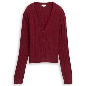 TOM TAILOR Cardigan gebreide jas voor dames, 39063 - Rumba Red Melange, XXL
