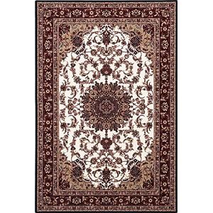 Agnella Diverse Beatrice tapijt - tapijt 100% Nieuw-Zeelandse wol - geweven met Wilton-technologie - tapijt woonkamer modern vintage retro - 160 x 240 x 1,20 cm - donkerrood