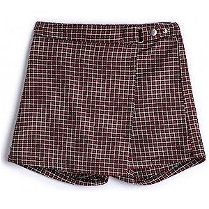 Koton Girls's Skort Envelop Elastische Tailleband Shorts, 9C9 (Black Check), 5-6 Jaar