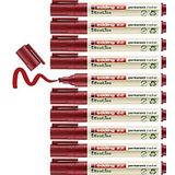 edding 22 Ecoline permanent marker - rood - 10 stiften - beitelpunt 1-5 mm - sneldrogende permanent marker - watervast en wrijfvast - voor karton, kunststof, hout, metaal - universele marker