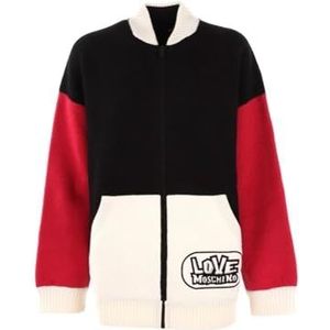 Love Moschino Women's 100% Felted Wool Jacket, zwart-rood wit, 38