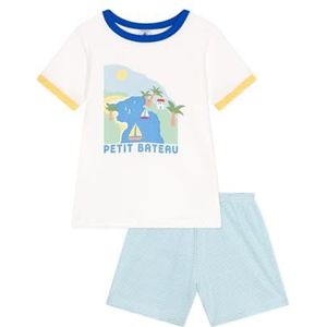 Petit Bateau Pyjacourt voor jongens, wit/multico, 24 Maanden