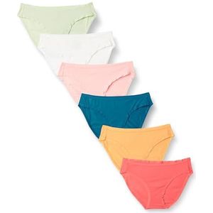 Amazon Essentials Women's Katoenen onderbroek in bikinimodel (verkrijgbaar in grote maten), Pack of 6, Mooie kleurenpracht, XS