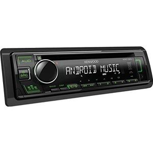 Kenwood KDC-130UG CD-autoradio met RDS (krachtige tuner, USB, AUX-ingang, Android Control, Bass Boost, 4 x 50 watt, groen) zwart