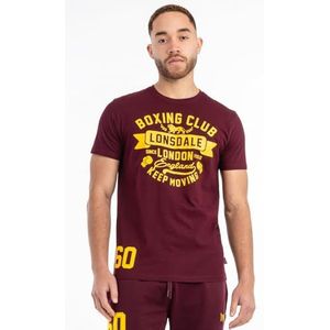 Lonsdale GRUTING T-shirt voor heren, normale pasvorm, Oxblood/geel, S, 117527