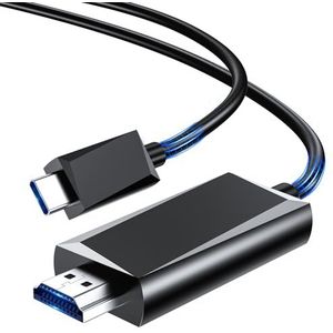 BHHB USB C naar HDMI-kabel [4K @60Hz] Thunderbolt 3/4 compatibel type C naar HDMI-kabel voor iPhone 15 Pro/Pro Max, MacBook iPad Pro/Air, iMac, Surface Book, Samsung, Pixelbook, XPS, HP enz., 2 m