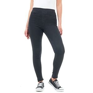 M17 Damesjeans van denim jeggings skinny fit klassiek katoen casual broek met zakken (14, zwart), Zwart, 8