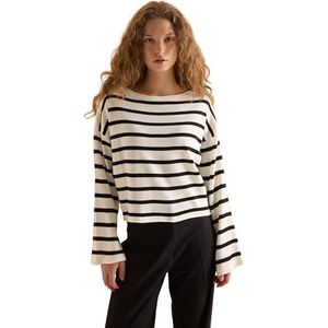 DeFacto Pullover dames lange mouwen blouses & tunieken - pullover dames winter sweater, ecru, S