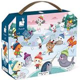Janod - Child Puzzle Snowball Fight 36 Pieces - Educational Game - Fine Motor Skills and Concentration - Case with Handle - Made In France and Fsc Certified - Green Inks - from 4 Years Old, J02647