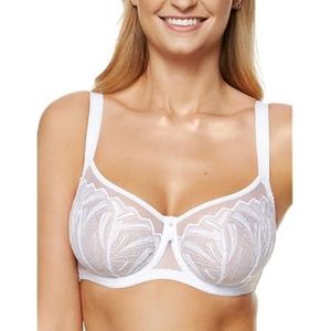 Gorteks Angel-B2 half gevoerde beha, borduurbeha, comfort - 80E, wit, wit, 80E