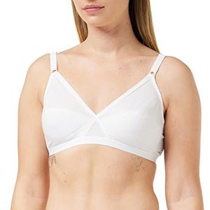 Nur Die Comfortabele beha zonder beugels, softcup-beha, zacht, comfortabel, met kant, kruisvormige technologie voor sterke ondersteuning voor dames, wit, 85C