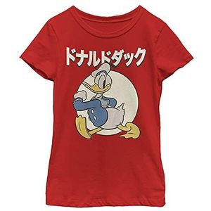 Disney Characters Kanji Duck Girl's Solid Crew Tee, Rood, X-Small, Rot, XS